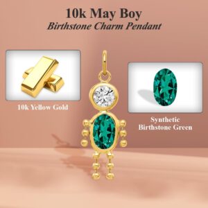 Auriga Fine Jewelry 10K Yellow Gold May Boy Birthstone Charm Pendant for Women (L- 0.79 Inch, W- 0.4 Inch)