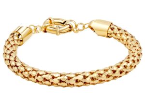 barzel 18k gold plated popcorn mesh bracelet for women, 7.5 inches - made in brazil