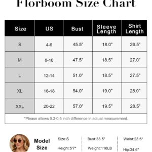 Florboom Round Neck Solid Loose Fit Sweatshirt Long Sleeve Tops for Work, White L