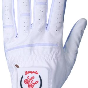 Men's Golf Glove Colorful Cabretta Leather And Synthetic Leather,Three Pack（Left is Wear on Left Hand,Right is Wear on Right Hand）Four Colors To Choose From Navy Blue/Sky/Red/Coffee(Sky,L,Left)