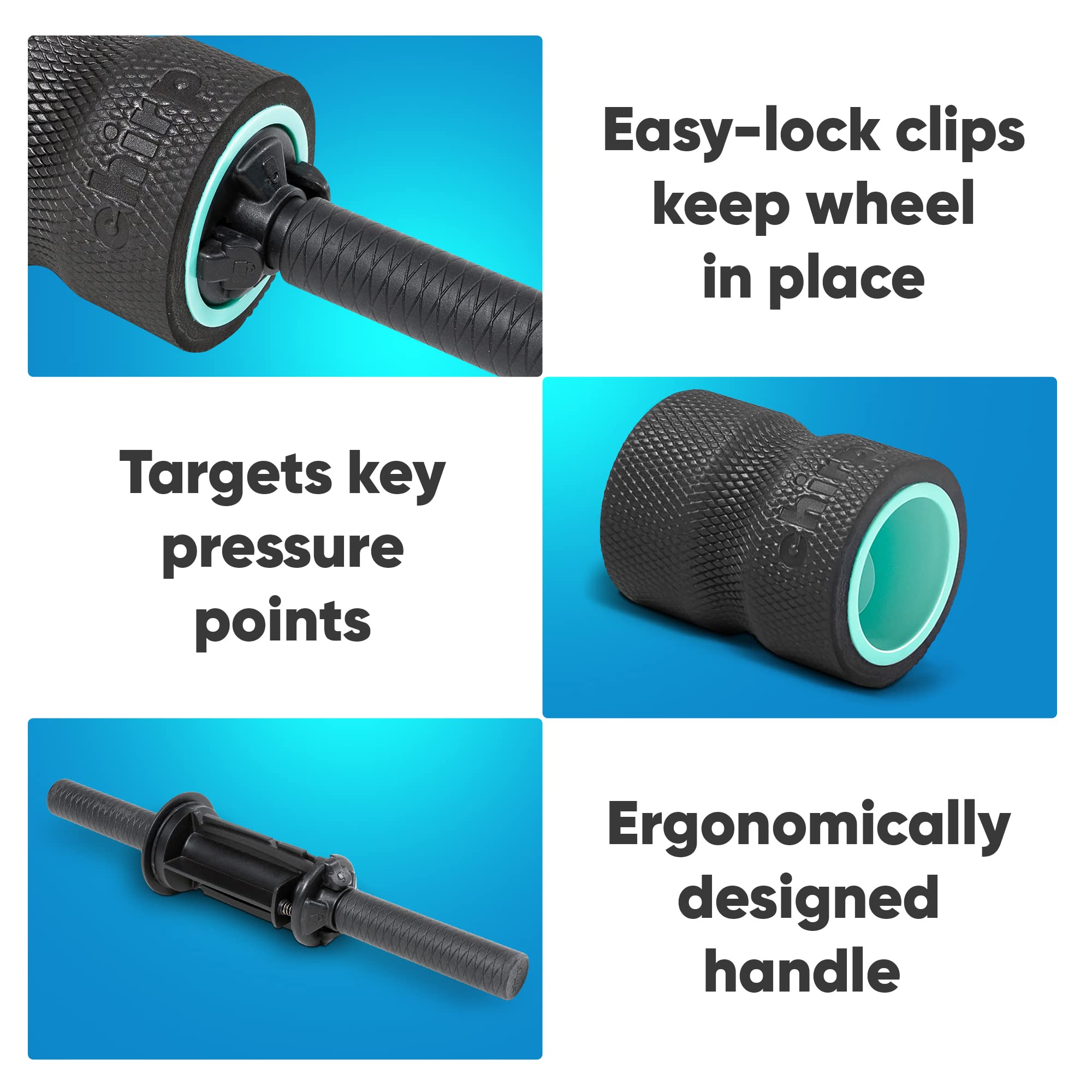 Chirp Focus Muscle Roller, Focus Wheel and Roller Handle in One, On-The-Go Muscle Rollers, Equipment for Muscle Recovery, Targets Pressure Points, Focused Massage Roller - 4" Holds Up to 500 lbs.