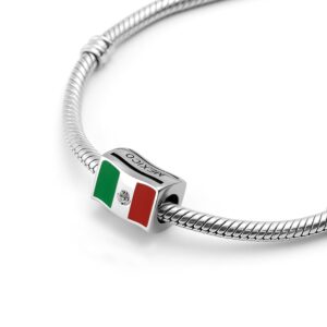 Flags Travel Country 925 Sterling Silver Charm Bead For Pandora & Similar Charm Bracelets or Necklaces (Mexico)