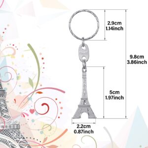 Fumete 80 Pieces Eiffel Tower Keyring Retro French Souvenirs Keychain for Christmas Gifts (Silver)