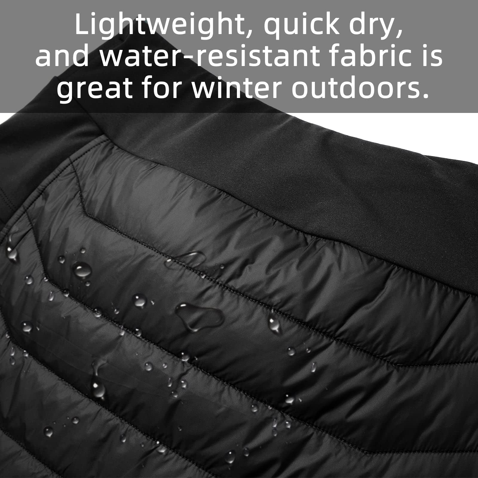 BALEAF Women's 17" Puffer Quilted Skirt Lightweight Insulated Warm Snow Skorts Hiking Running Golf Outdoors Black S