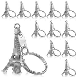 fumete 80 pieces eiffel tower keyring retro french souvenirs keychain for christmas gifts (silver)