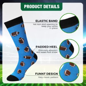 Zhanmai 4 Pairs Funny Basketball Volleyball Football Softball Soccer Socks Novelty Sports Casual Crew Socks Funky Gifts for Men Women (Football Style)