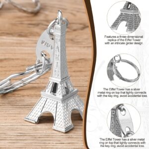 Fumete 80 Pieces Eiffel Tower Keyring Retro French Souvenirs Keychain for Christmas Gifts (Silver)