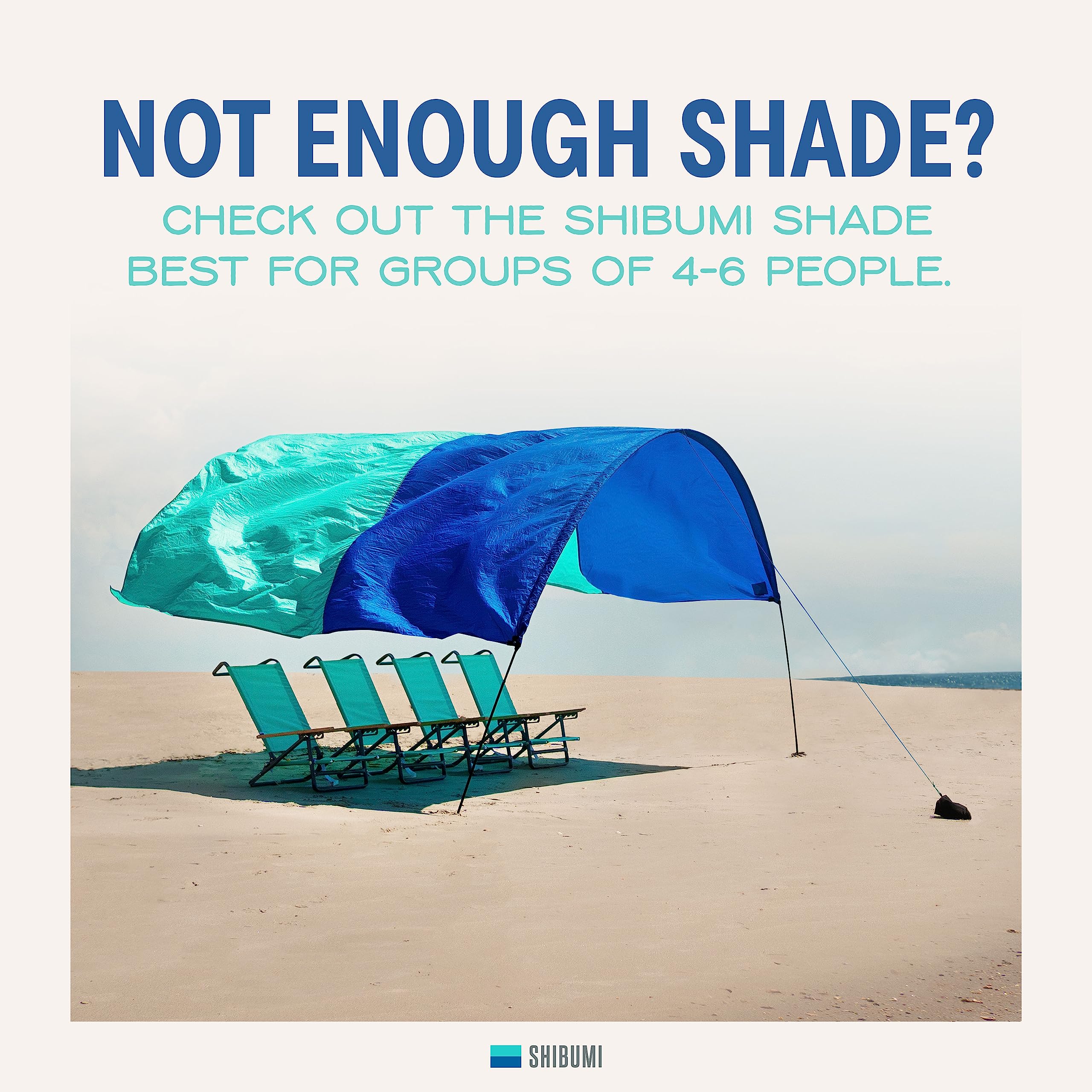 Shibumi Shade Mini®, World's Best Beach Shade, The Original Wind-Powered® Beach Canopy, Provides 75 Sq. Ft. of Shade, Compact & Easy to Carry, Sets up in 2 Minutes, Designed & Sewn in America