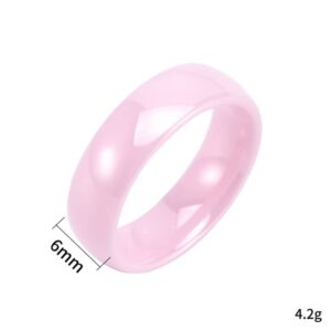 Ceramic Ring Simple Plain Wedding Band Promise Statement Anniversary Stackable Band Ring Engagement Wedding Band Gifts for Women Her Black/White/Blue/Pink,Width:3mm/6mm/8mm (FANRGS1090714P-7)