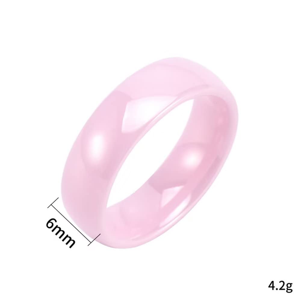 Ceramic Ring Simple Plain Wedding Band Promise Statement Anniversary Stackable Band Ring Engagement Wedding Band Gifts for Women Her Black/White/Blue/Pink,Width:3mm/6mm/8mm (FANRGS1090714P-7)