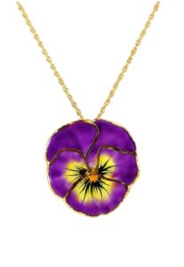 flower themed jewelry, pansy pendant lilac