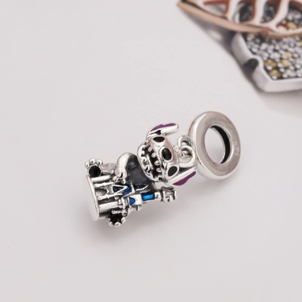 Ouroyea Stitch Castle Dangle Charm 925 Sterling Silver Pendant,Girl Jewelry Beads Gifts for Women Bracelet&Necklace