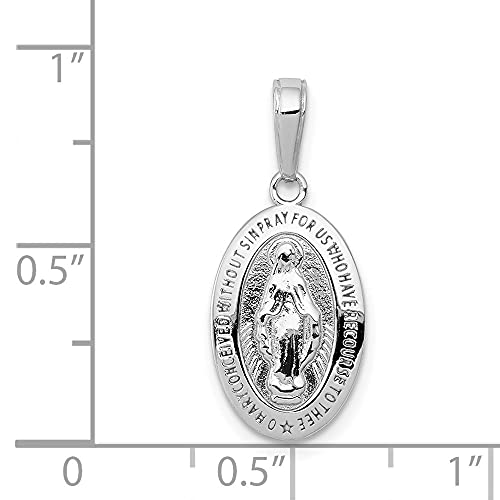 Auriga Fine Jewelry 14k White Gold Small Miraculous Medal Pendant (L- 25 mm, W- 11 mm) Gift for Women