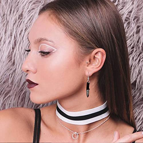 Just Follow 6 Pairs Punk Knife Dagger Drop Dangle Earring Set Gothic Acrylic Printed Knife Earring for Women Girl Teen Hip Hop Halloween Party Jewelry With Box (6 Pairs-Silver)