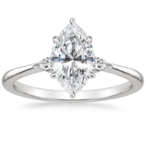 JEWELERYN Lovely Solitiare Bridal Set, Marquise Cut 3 CT, Colorless Moissanite Ring Set, 925 Sterling Silver, Engagement Ring, Wedding Ring, Christmas Gift, Perfact for Gift Or As You Want (6.5)