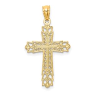 Auriga Fine Jewelry 14k Yellow Gold Polished Filigree Cross Pendant, Gift for Women