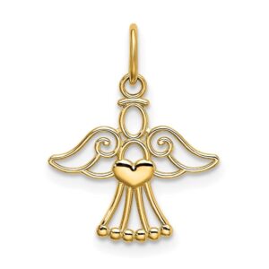 Auriga Fine Jewelry 14k Yellow Gold Polished Small Angel Heart Pendant, (L- 19.03 mm, W- 15.33 mm) Gift for Women