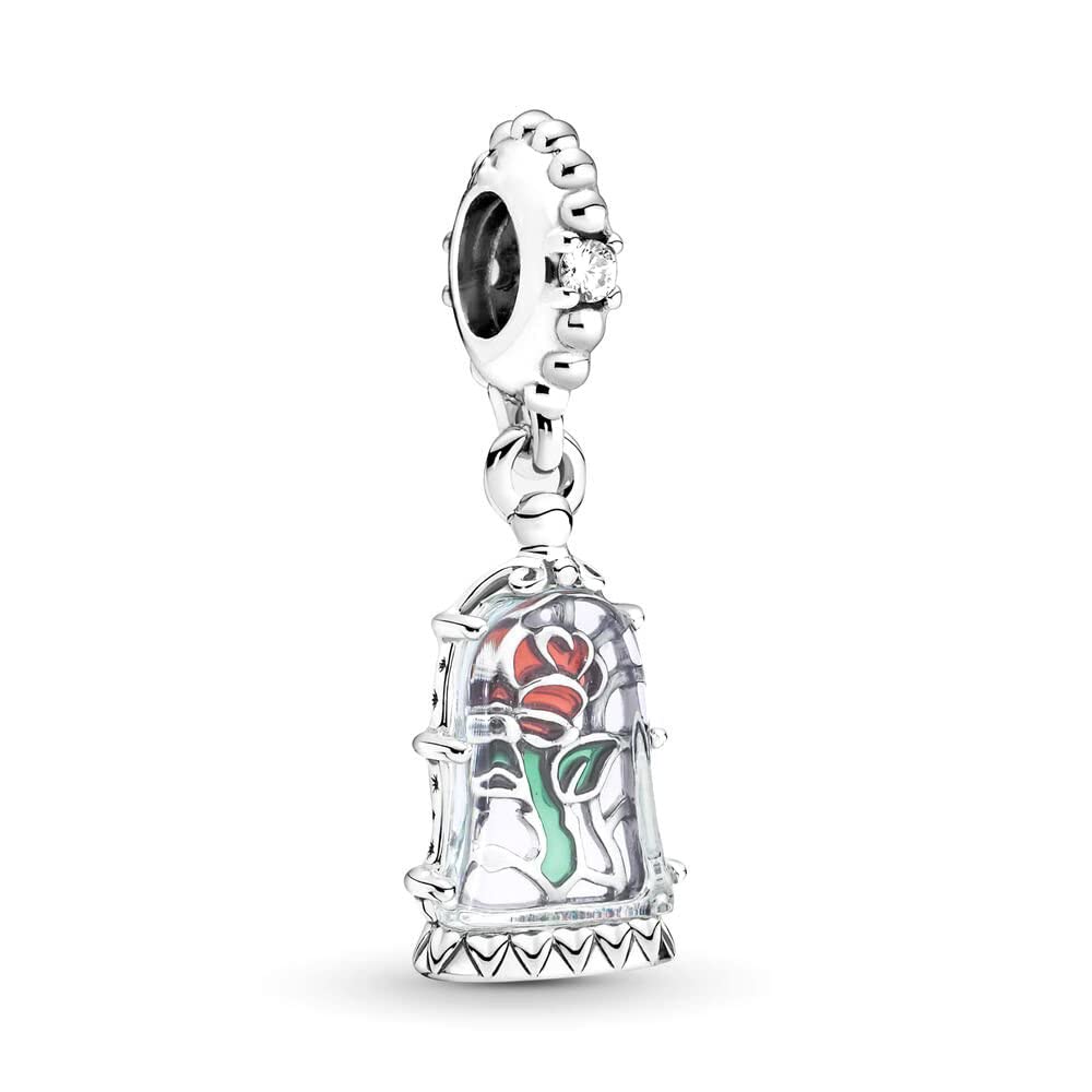 Ouroyea Enchanted Rose Dangle Charm 925 Sterling Silver Pendant,Jewelry Beads Gifts for Women Bracelet&Necklace