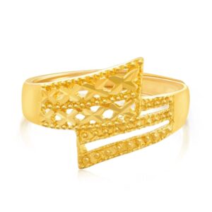 CHOW SANG SANG 999.9 24K Solid Gold Price-by-Weight 3.36g Gold Geometric, Cross Band Ring for Women 57601R | Size Adjustable (Approx. 0.09tael (~3.36g), Adjustable)