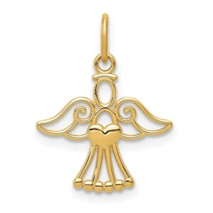 Auriga Fine Jewelry 14k Yellow Gold Polished Small Angel Heart Pendant, (L- 19.03 mm, W- 15.33 mm) Gift for Women