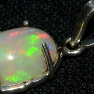 925 Sterling Silver Natural Oval Ethiopian Fire Opal Pendant October Birthday Gift Multi Color 17 inch