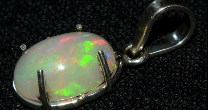 925 Sterling Silver Natural Oval Ethiopian Fire Opal Pendant October Birthday Gift Multi Color 17 inch