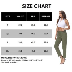 COZZIPLUS Womens Ankle Pant Travel Casual Lounge Pants Stretchy Golf Trousers Pant Business Work Pant with Pockets (Army Green,S)