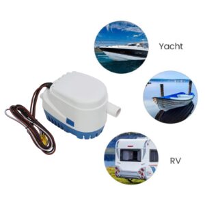 12v 1100gph Automatic Submersible Boat Bilge Water Pump, Auto with Float Switch, Bilge Pump for Boats (Blue - Automatic)