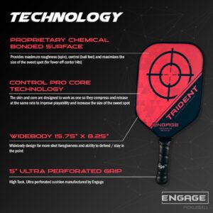 Engage Pickleball Trident Pickleball Paddle - Pickleball Paddles with Polymer Core - USAPA Approved Pickleball Paddles Pickleball Rackets for Adults - Standard (Red Horizon)