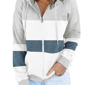 ETCYY Women's Causal Hoodies Zip Up Jackets Long Sleeve Oversized Tie-Dyed Sweatshirt Pullover with Pockets(S.Color Gray)