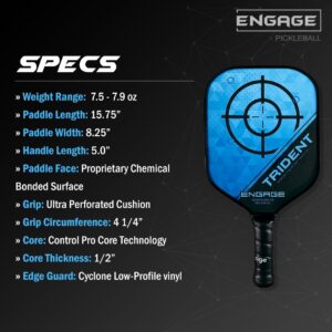 Engage Pickleball Trident Pickleball Paddle - Pickleball Paddles with Polymer Core - USAPA Approved Pickleball Paddles Pickleball Rackets for Adults - Standard (Midnight Blue)