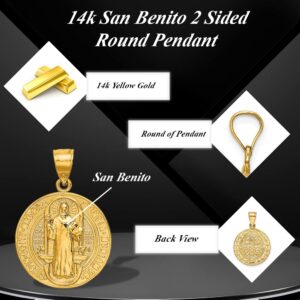 Auriga Fine Jewelry 14k Yellow Gold San Benito 2 Sided Round Pendant, (L- 25.7 mm, W- 17.6 mm) Gift for Women