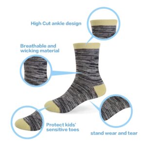 WAFUZI Kids Boys Crew Socks Mid Cut Athletic Calf Socks for Toddler Little Kids Youth Boys Girls 12 Pairs Half Cushioned Ankle Socks 4-6 Years