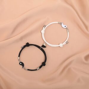 FLYXLH Matching Bracelets for Women Men - Couples Bracelets Magnetic Set, Pendant Bracelets Lovers Gift for Friendship Parent-child (yin yang)