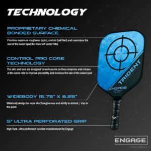 Engage Pickleball Trident Pickleball Paddle - Pickleball Paddles with Polymer Core - USAPA Approved Pickleball Paddles Pickleball Rackets for Adults - Standard (Midnight Blue)