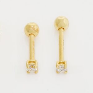 ANYGOLDS 14K REAL Solid Gold 0.035ctw Diamond Cartilage Daith Helix Tragus Conch Rook Snug Ear Post Stud Piercing Earring Body Jewelry 18Gauge - 1 PCS (8mm, 14K Yellow Gold)