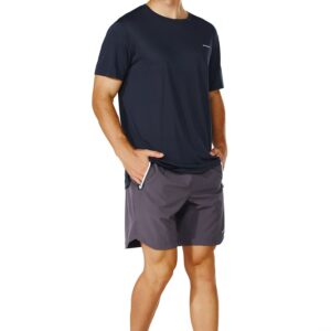 GRAMVAL Men's Crew T-Shirt,Light Weight Dry-Fit Moisture Wicking Active Athletic Performance Dark Navy