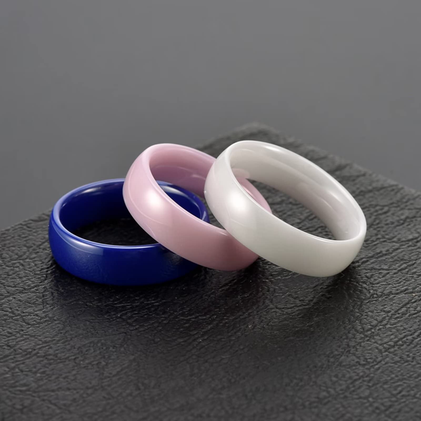 Ceramic Ring Simple Plain Wedding Band Promise Statement Anniversary Stackable Band Ring Engagement Wedding Band Gifts for Women Her Black/White/Blue/Pink,Width:3mm/6mm/8mm (FANRGS1090714P-7)