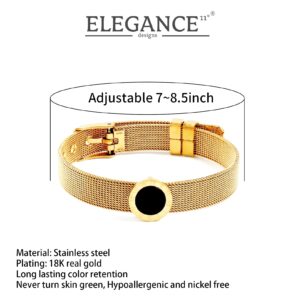 Elegance 11 designs Gold Roman Numeral Bangle Bracelets For Women Men 14k Real Gold Plated Italy Chunky Chain Stainless Steel Non-Tarnish Bracele