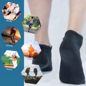 NevEND 6 Pairs Women's and Men's Cotton Cushioned Ankle Socks Running Low Cut Tab Socks M Black