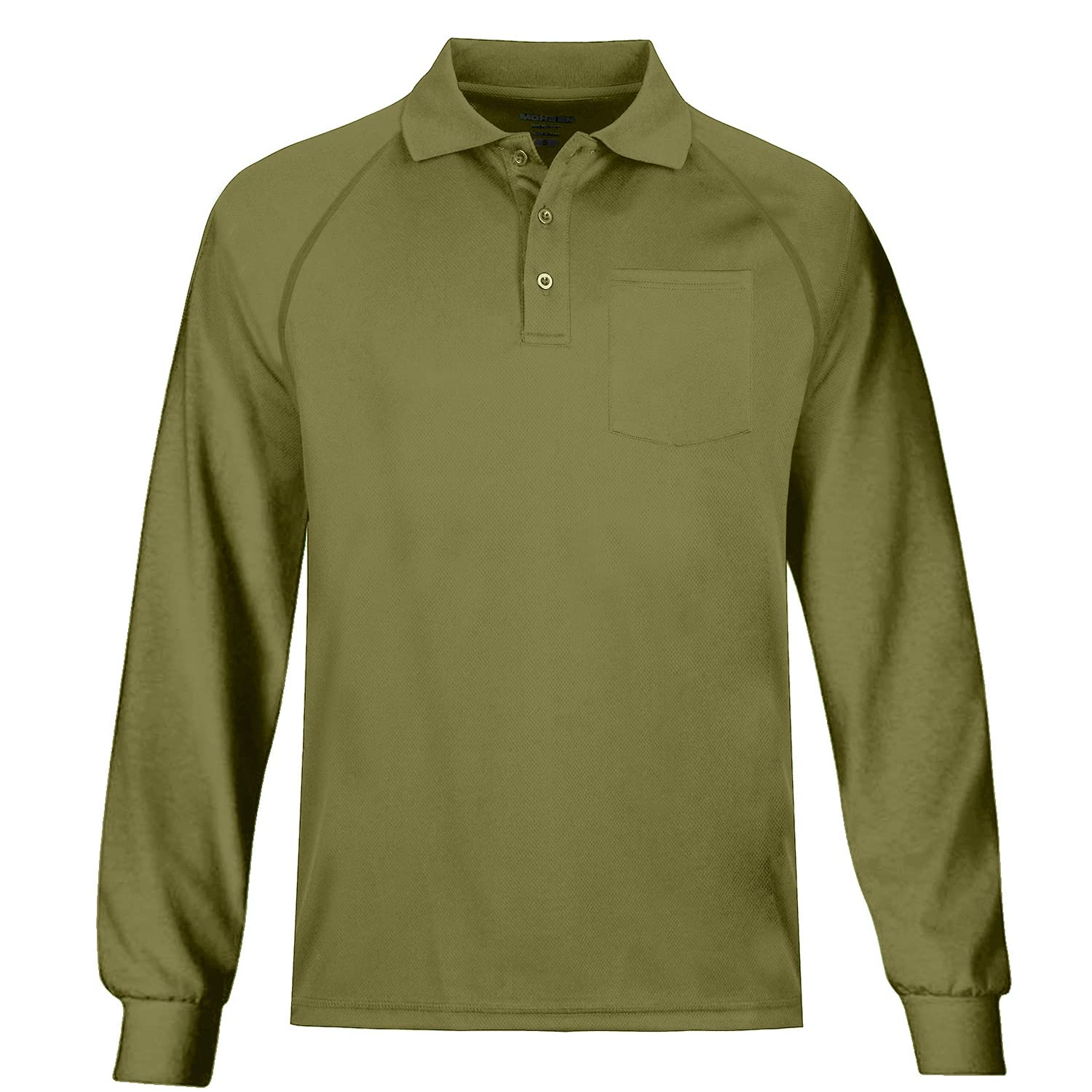 MOHEEN Men's Outdoor Sport Performance Polo Long Sleeve Shirt Tactical Top Tee Shirt(Army Green,4XL)