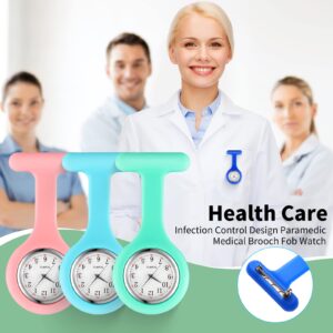 15 Pcs Silicone Nurses Watch Lapel Clip on Watches Stethoscope Nurse Pocket for Men Nursing Fob with Second Hand Doctor Students Graduation Gifts Office Travelling Hiking, 15 Colors