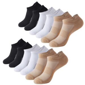 budermmy running ankle socks for women athletic cotton cushioned 5-6 pairs workout no show socks women (8-10, 3 color)