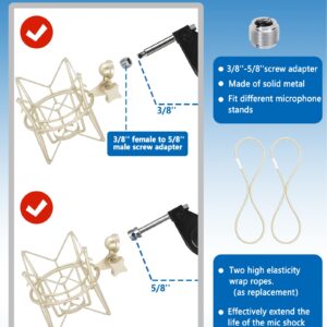 SUUNTOK AT2020 Shock Mount Universal Microphone Holder Spider Recording Mic Shockmount Stand Compatible with Many Condenser Mics Like Rode NT1-A NT2-A Procaster MXL 990 770 U87 (Champagne)