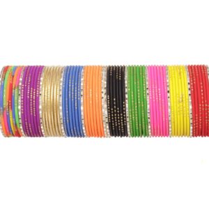 SANARA Indian Bollywood Style Fashion Bangles Set of 72 pcs Multi Color Plain Churi Bangles for Women & Girl's Wedding Wear Bangles Bracelet Jewelry (Big, 2.8)