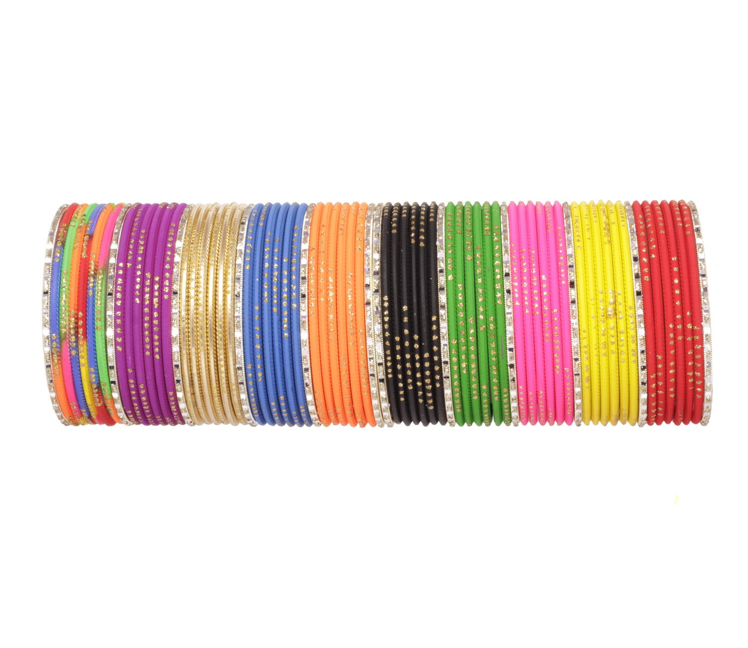 SANARA Indian Bollywood Style Fashion Bangles Set of 72 pcs Multi Color Plain Churi Bangles for Women & Girl's Wedding Wear Bangles Bracelet Jewelry (Big, 2.8)