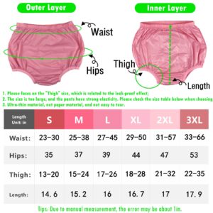 AQX Adult Leakproof Underwear for Women, Washable Low Noise Reusable Adult Diaper Cover, Pink Plastic Pants Cover Unisex 2Pcs (XL, Pink)