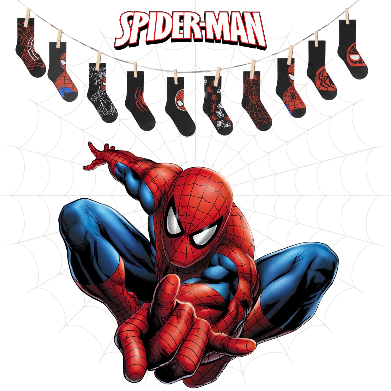 Marvel Spiderman Boys Socks, 10-Pack of Decorative Spiderman Toddler Socks, Amazing Legends Socks for Boys