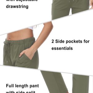 COZZIPLUS Womens Ankle Pant Travel Casual Lounge Pants Stretchy Golf Trousers Pant Business Work Pant with Pockets (Army Green,S)