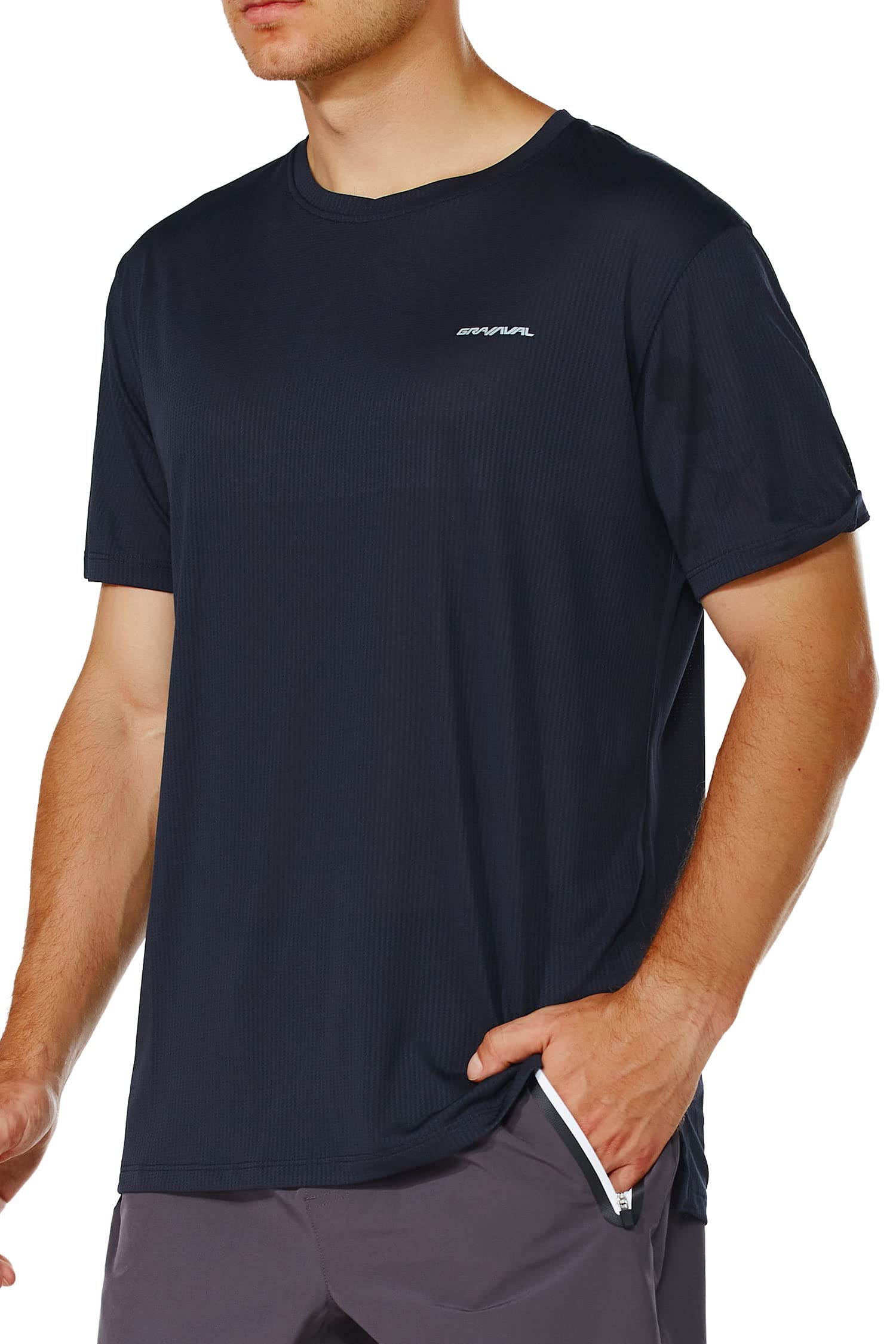 GRAMVAL Men's Crew T-Shirt,Light Weight Dry-Fit Moisture Wicking Active Athletic Performance Dark Navy